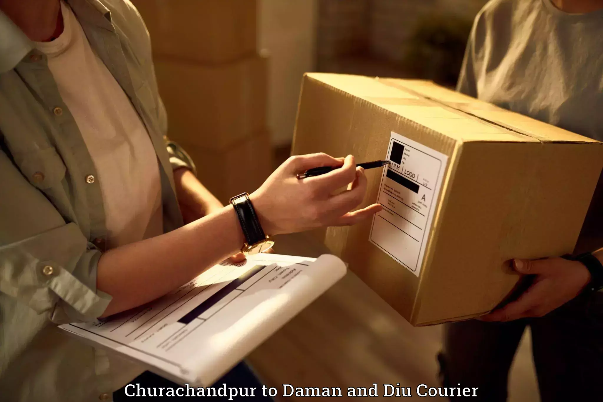 Door-to-door relocation services Churachandpur to Daman and Diu